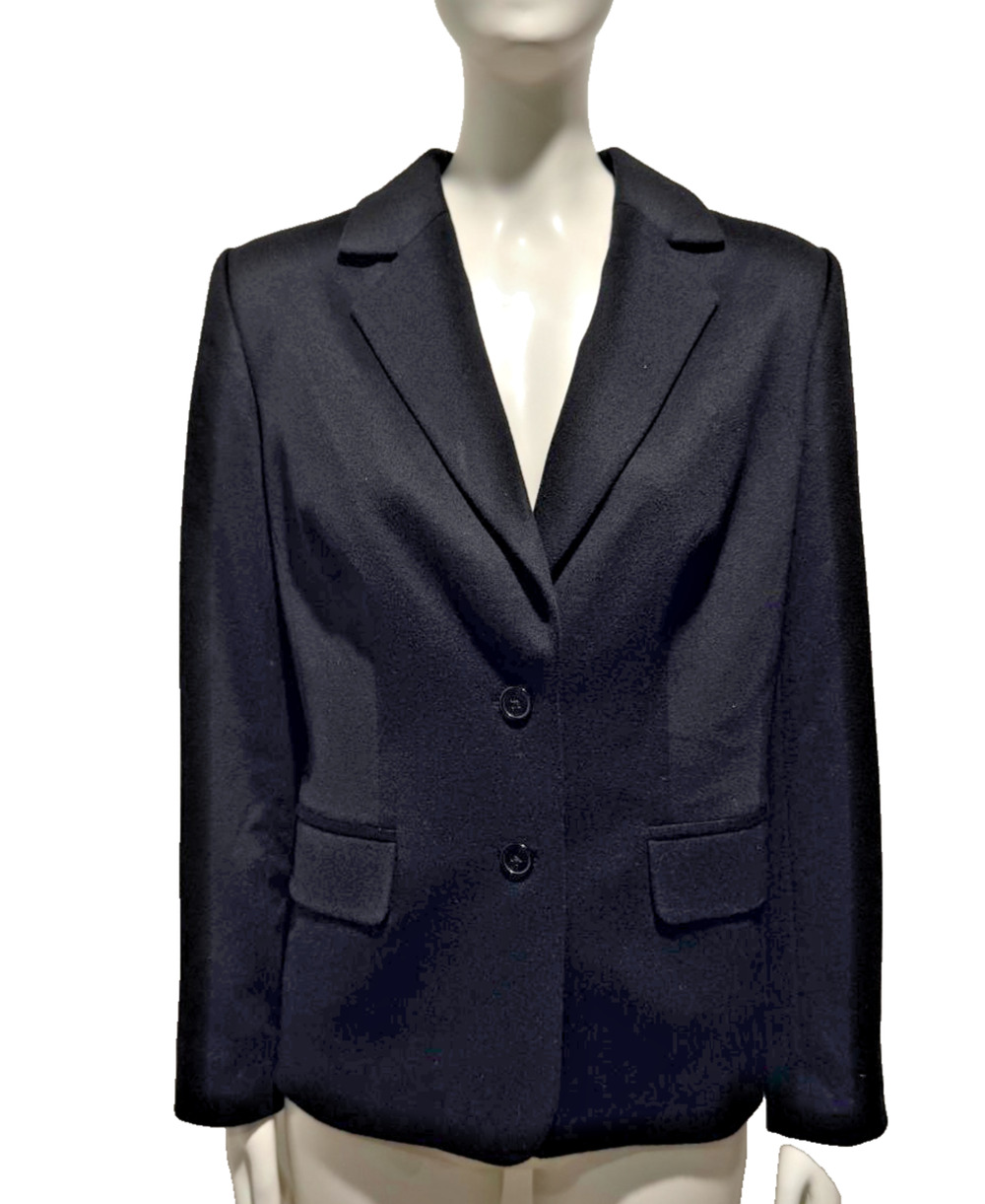 Womens Colombo Wool Cashmere Blazer 2 Button Jacket Black 36 Bust M Luxury